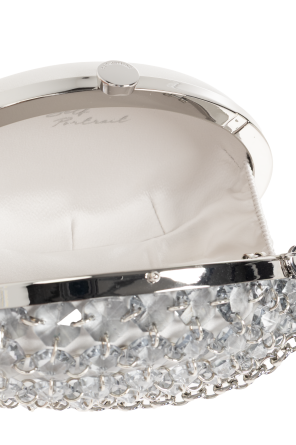 Self-Portrait Satin clutch with shimmering crystals