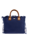 tory burch blue leather tote