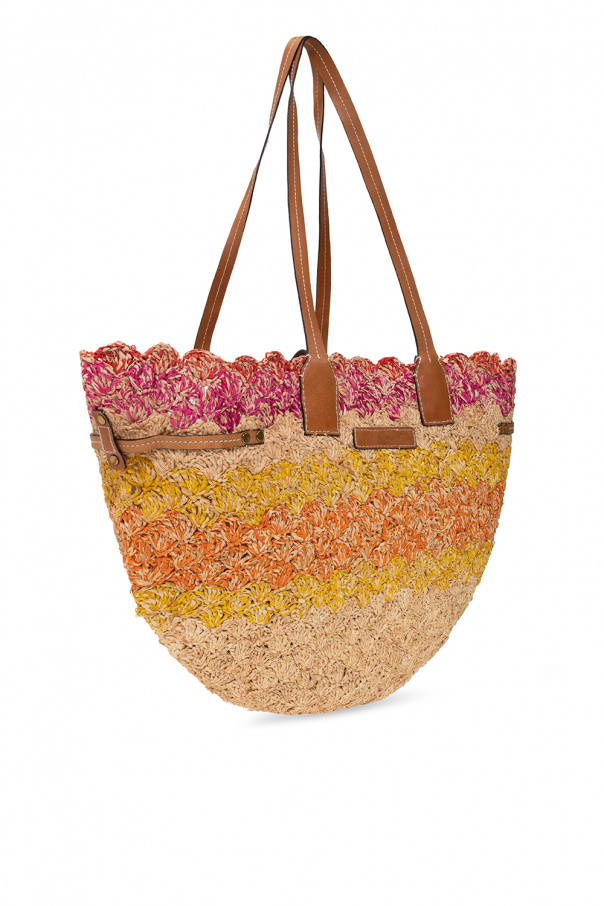 ISABEL MARANT Coiba leather-trimmed woven raffia tote