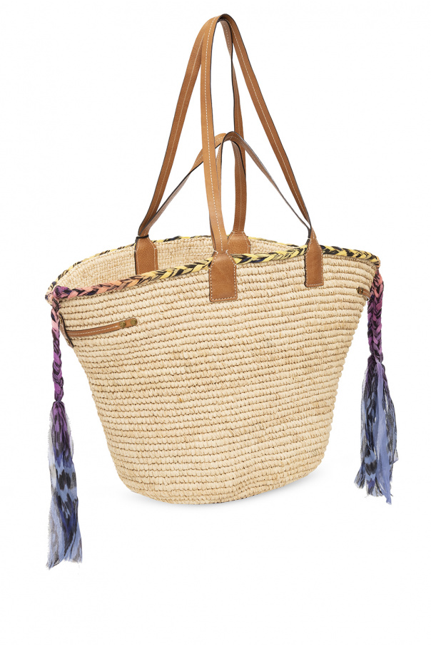 ISABEL MARANT Coiba leather-trimmed woven raffia tote