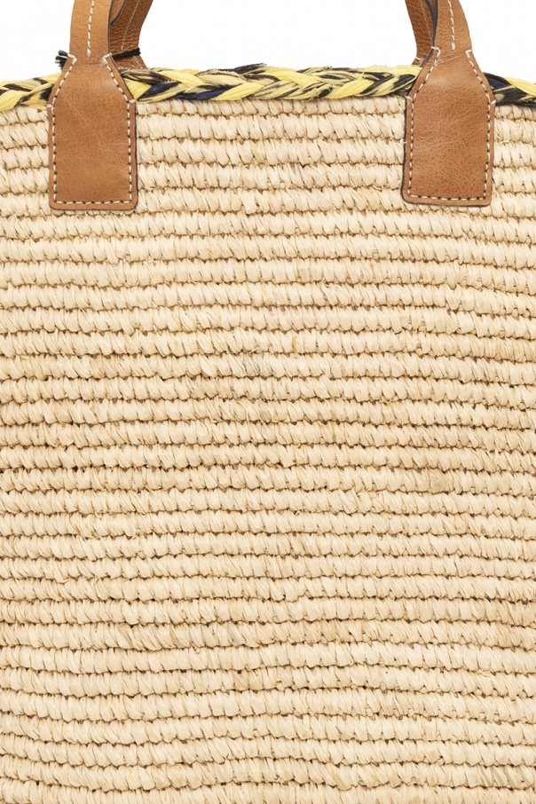 ISABEL MARANT Coiba leather-trimmed woven raffia tote