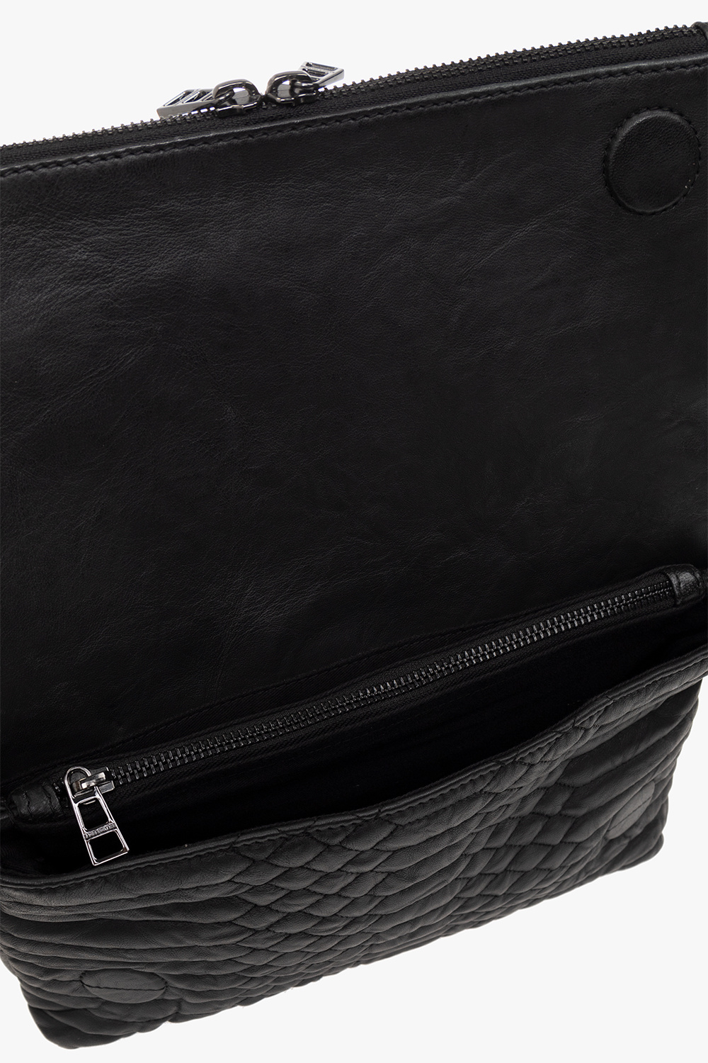 Zadig & Voltaire Logo Plaque Zipped Crossbody Bag in Black