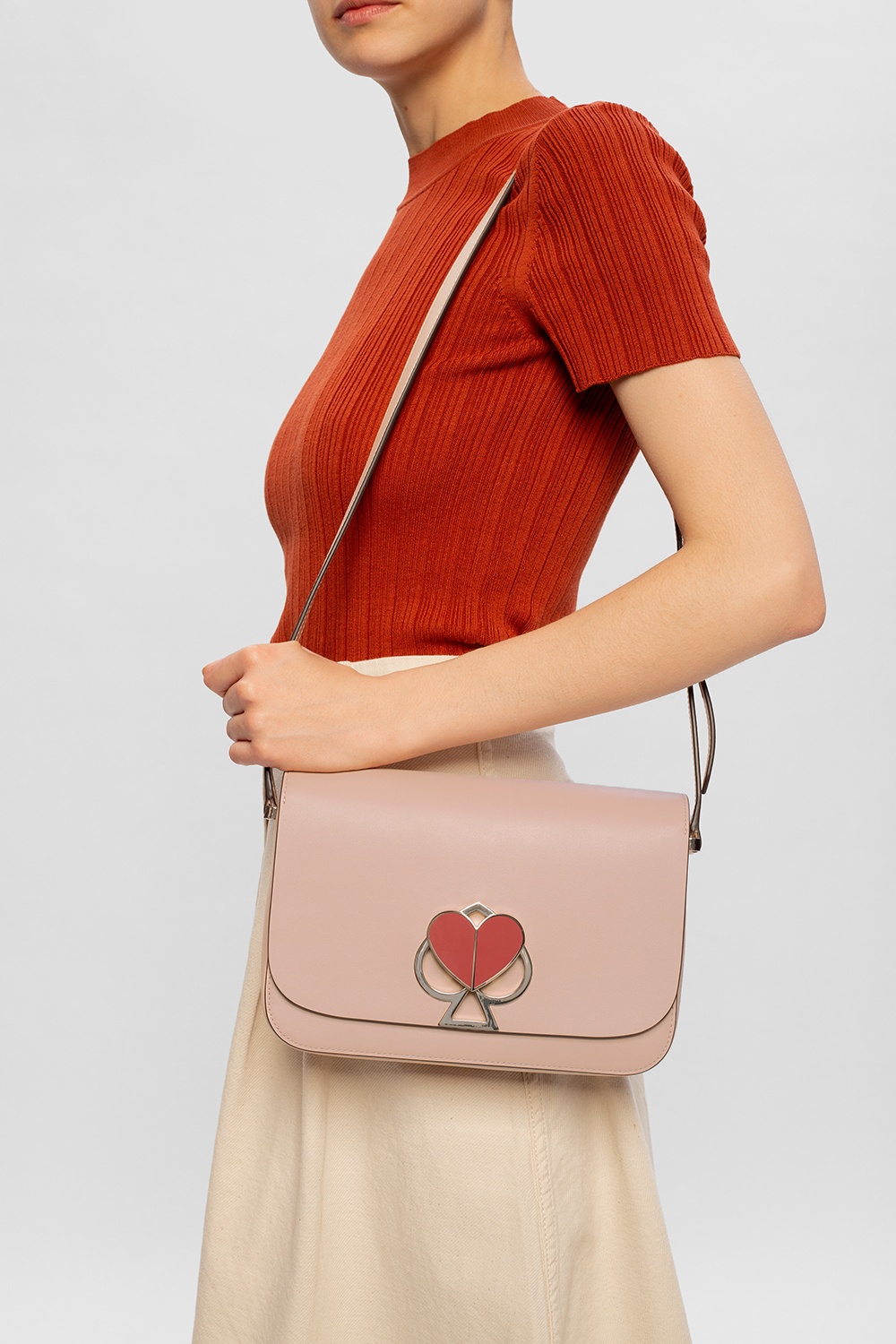 Nicola Bicolor Twistlock Small Shoulder Bag