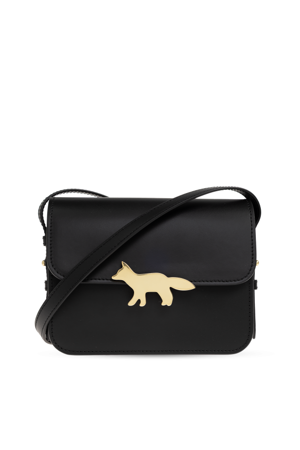 Leather shoulder bag with logo od Maison Kitsuné