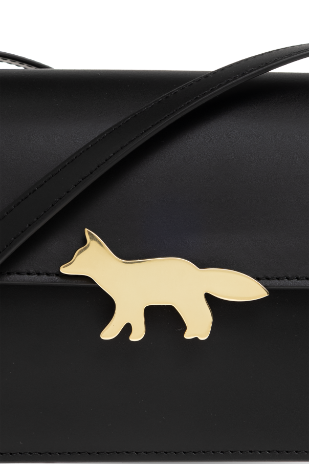 Maison Kitsuné Leather shoulder bag with logo