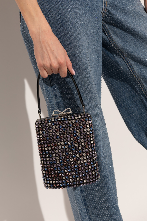 Self-Portrait Clutch bag with shimmering crystals