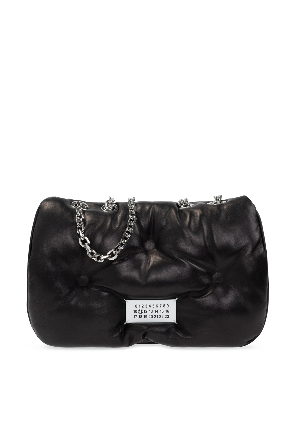 Maison Margiela Glam Slam Burgundy Leather Chain Shoulder Bag