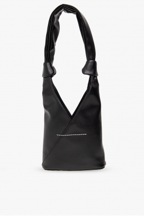 MM6 Maison Margiela one strap in black leather allowing the bag to be worn on the shoulder