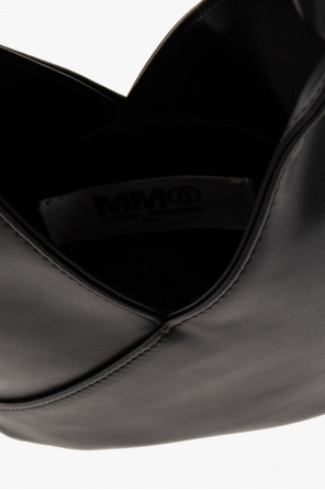 MM6 Maison Margiela one strap in black leather allowing the bag to be worn on the shoulder