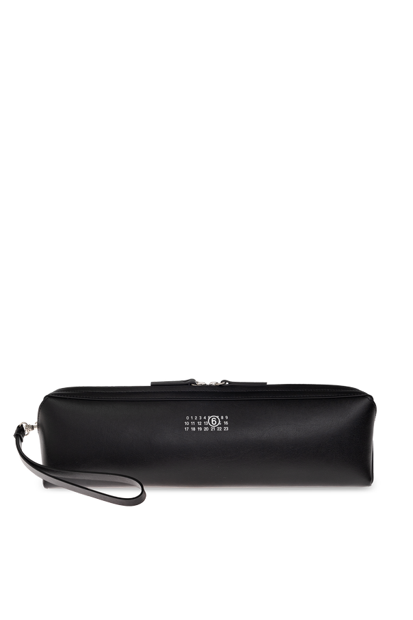 MM6 Maison Margiela Black Calfskin Logo Clutch Bag by MM6 Maison Margiela