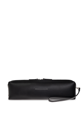 MM6 Maison Margiela Black Calfskin Logo Clutch Bag by MM6 Maison Margiela