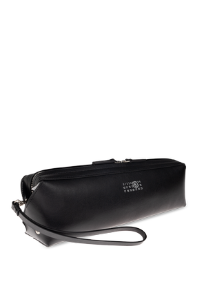 MM6 Maison Margiela Black Calfskin Logo Clutch Bag by MM6 Maison Margiela