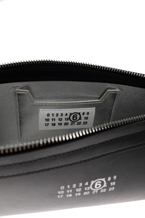 MM6 Maison Margiela Black Calfskin Logo Clutch Bag by MM6 Maison Margiela