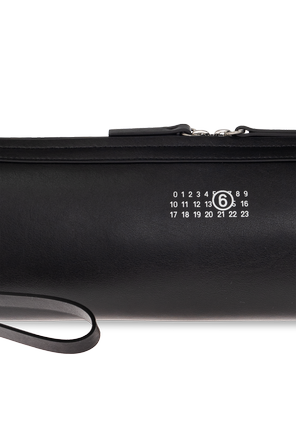 MM6 Maison Margiela Black Calfskin Logo Clutch Bag by MM6 Maison Margiela