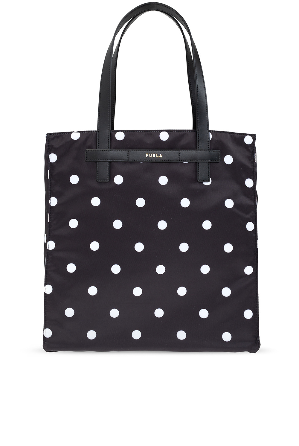 Furla 3 tone: white front, black rear, suede sides tote handbag