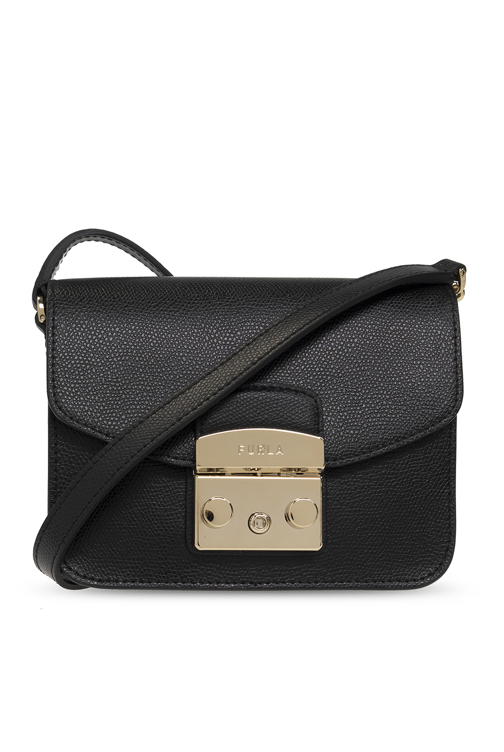 Furla Bella Mini Embellished Leather Top Handle Bag in Black