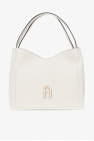 square handle leather tote