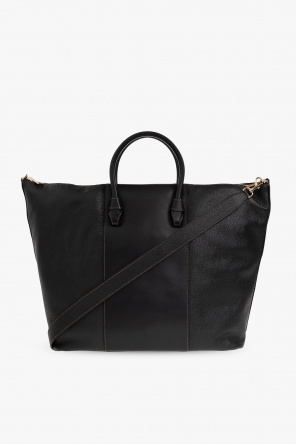 Black Leather Rockstud Clutch Bag