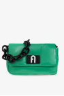engraved-logo leather tote Verde
