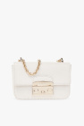River Island gloss quilted shoulder bag with chain strap in beige