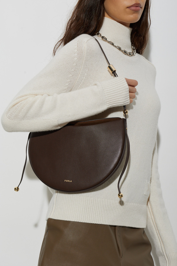 Furla Moonstone Dark Brown Leather Shoulder Bag