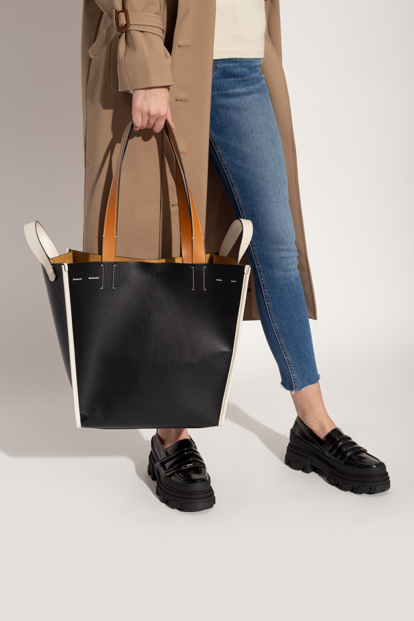 Proenza Schouler ribbed-knit long-sleeve cardigan ‘Mercer XL’ shopper bag