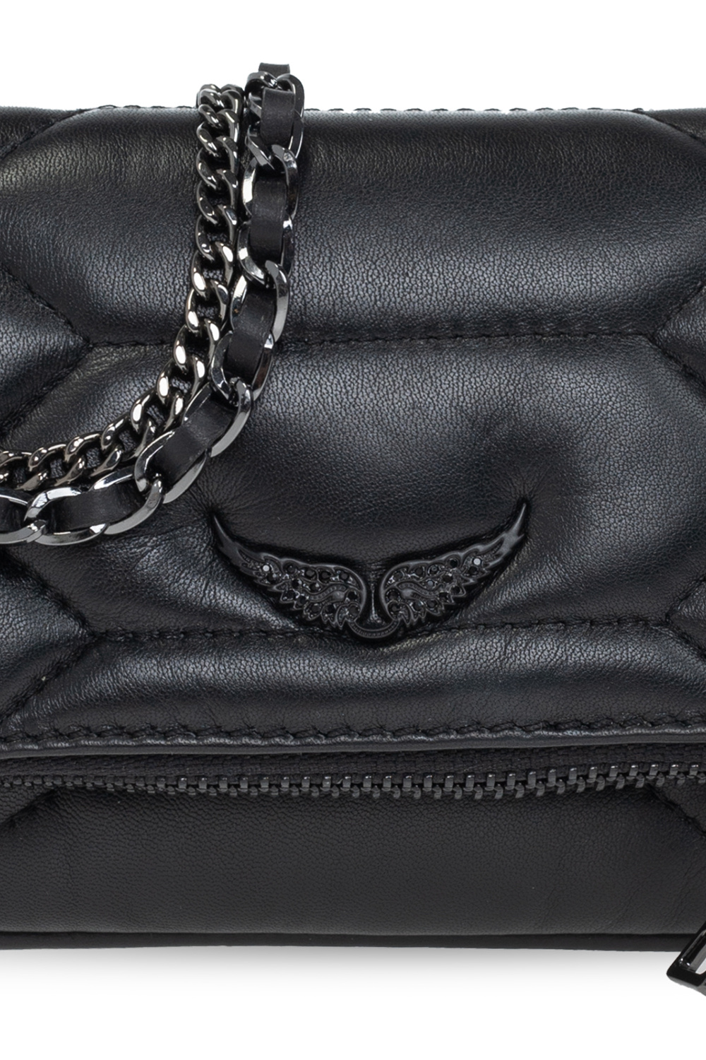 Zadig & Voltaire Zadig Voltaire Rock Quilted Bag with Detachable Chain  Strap in Black