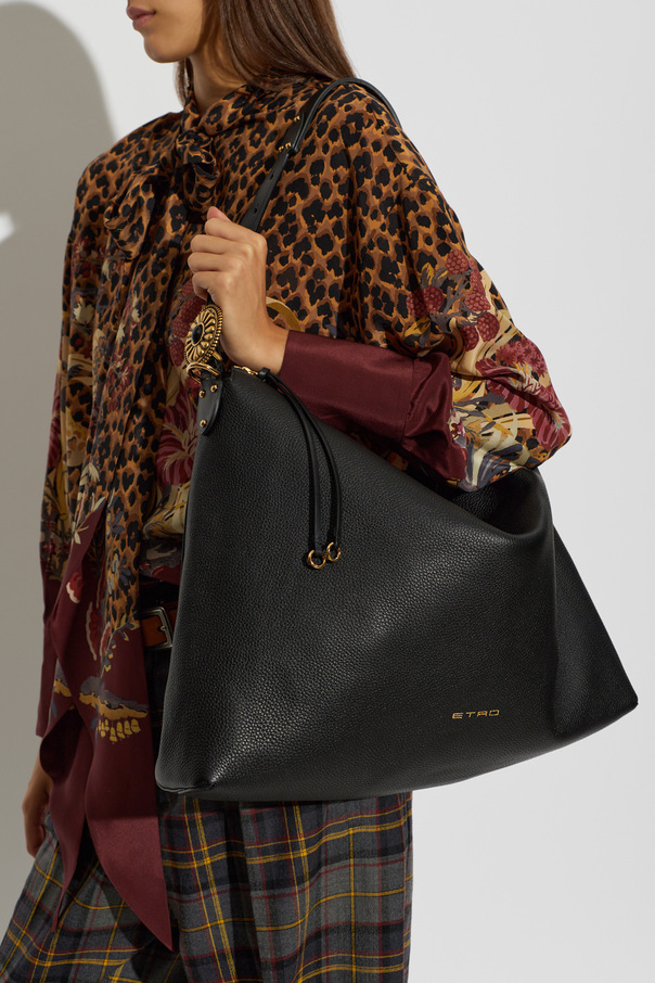 Etro Leather ‘Hobo Large’ bag with fringes