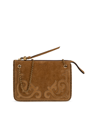 Suede bag with logo