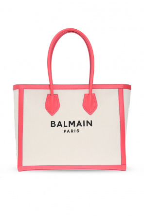 Balmain collarless logo tweed blazer