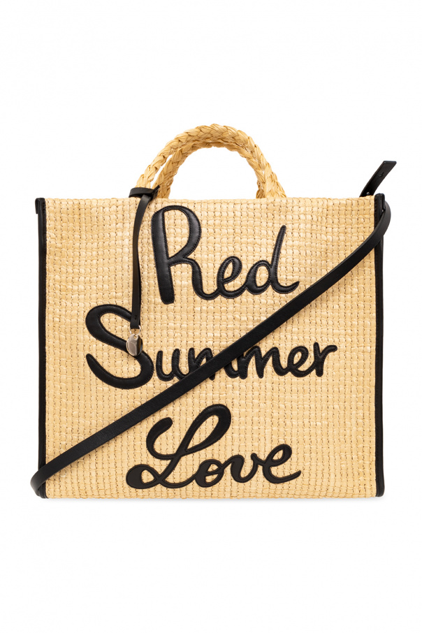 Red Czarna valentino Shopper bag with logo