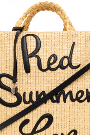 Red Czarna valentino Shopper bag with logo
