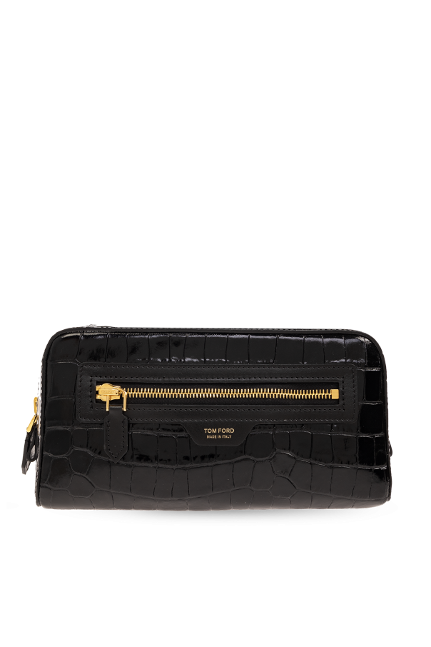 Tom Ford Leather wash bag with logo