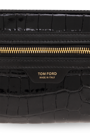 Tom Ford Leather wash bag til with logo
