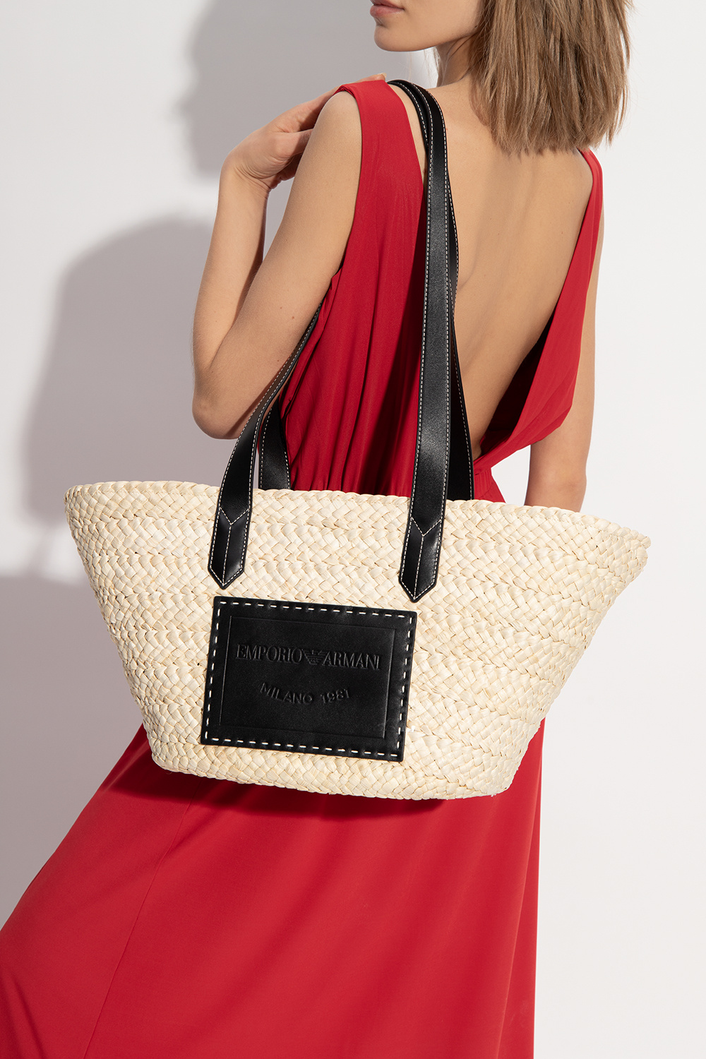emporio armani straw bag