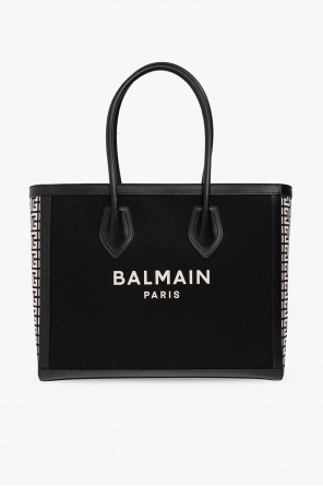 Balmain flocked-logo print polo collar T-shirt