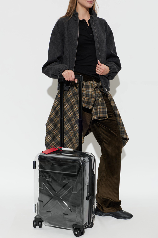 Off-White Transparent Cabin Suitcase with Logo