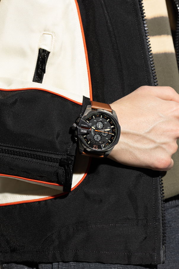 Diesel "Mega Chief" watch with a leather strap