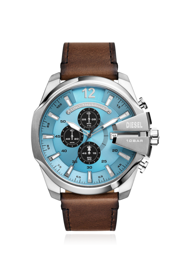 Watch with a leather strap od Diesel