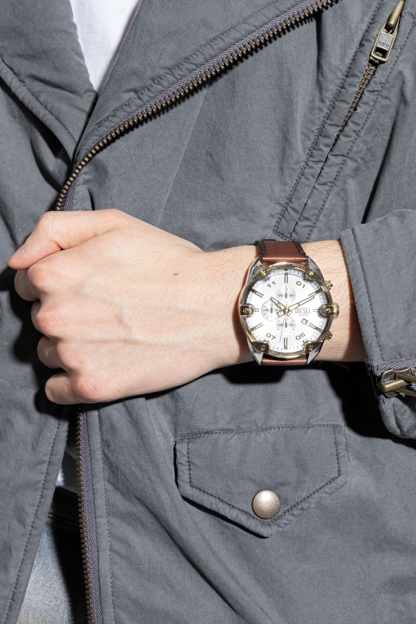 Diesel ‘Spiked’ watch on a leather strap