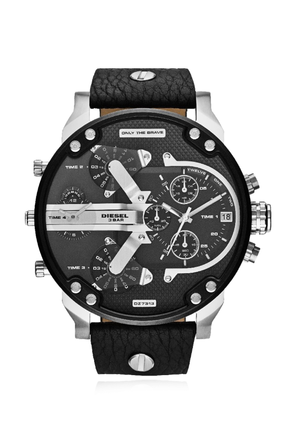 Watch on a leather strap od Diesel