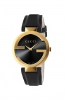 Gucci BLACK 'Interlocking' watch on leather strap