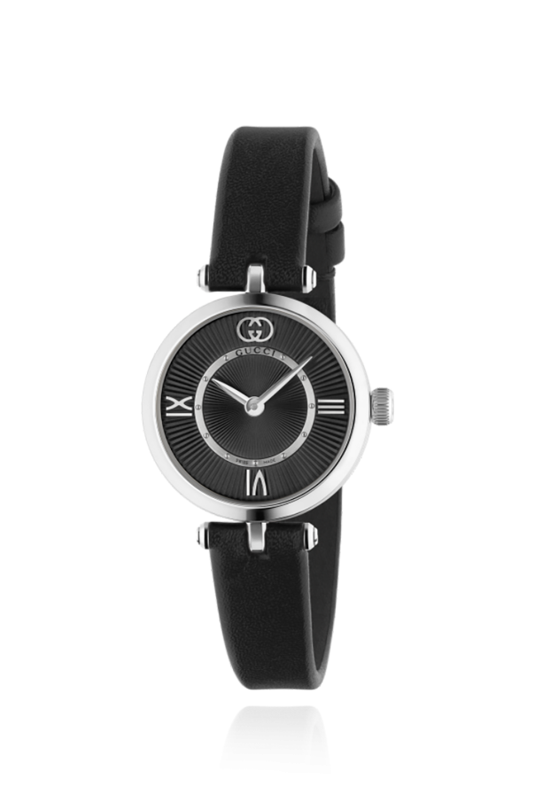 Watch on leather strap od Gucci