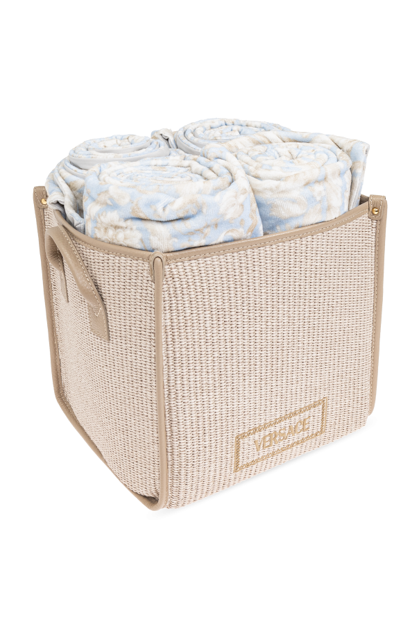 Versace Home Set of four towels with basket