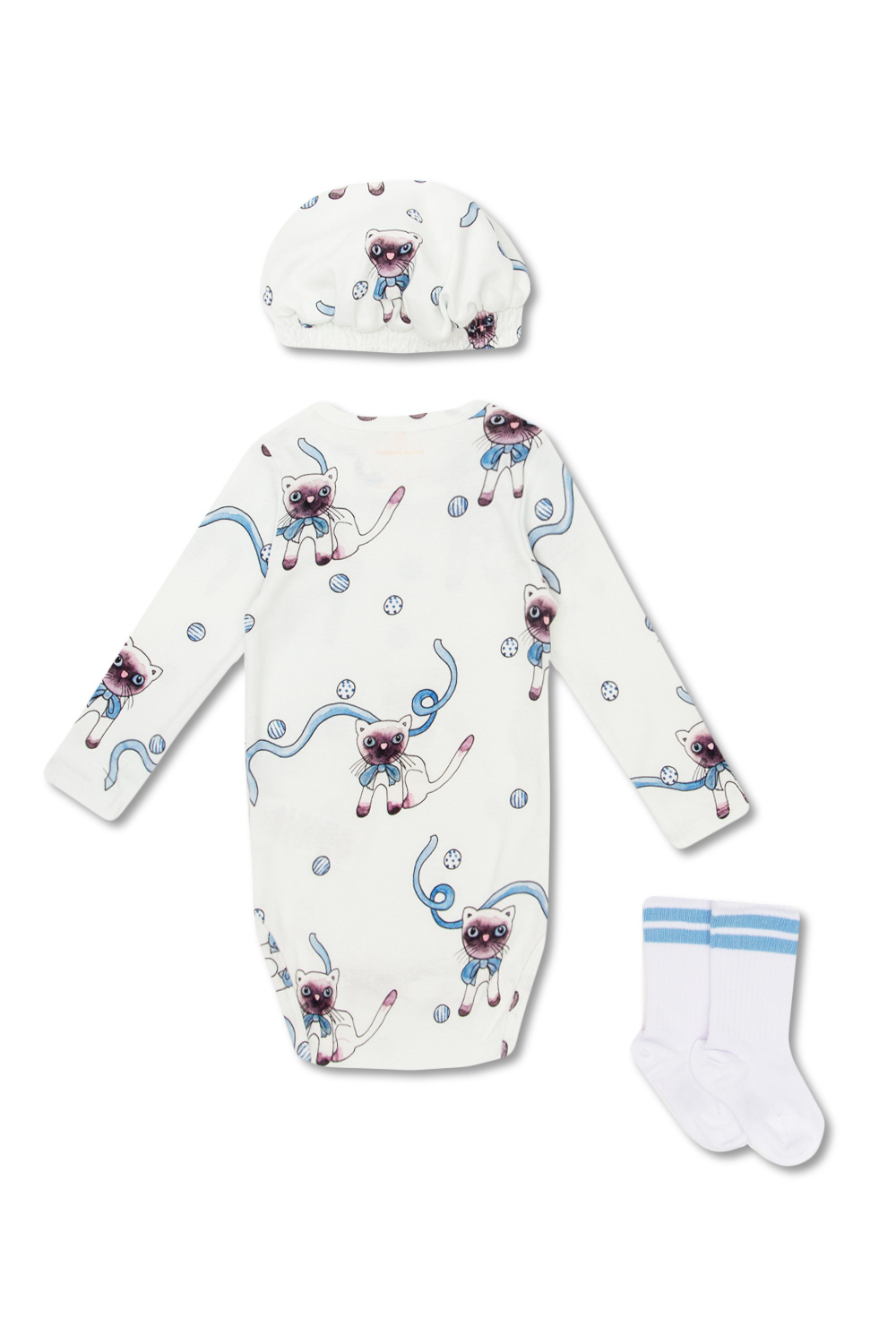 Mini Rodini Playsuit, socks & beanie set