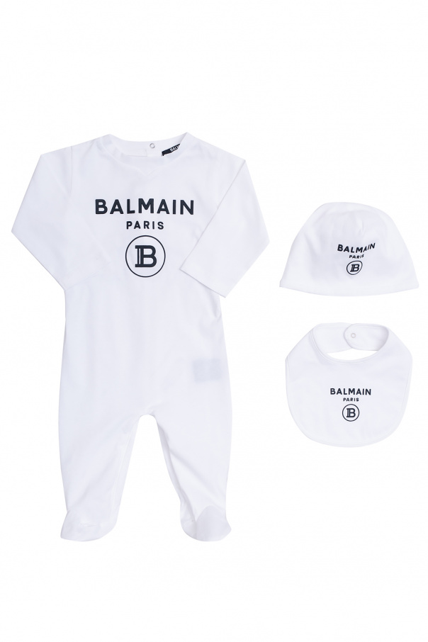 Romper suit, bib & beanie set od Balmain Kids