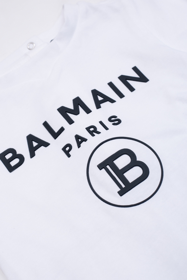 balmain Logo Kids balmain Logo Kids button-trim T-shirt
