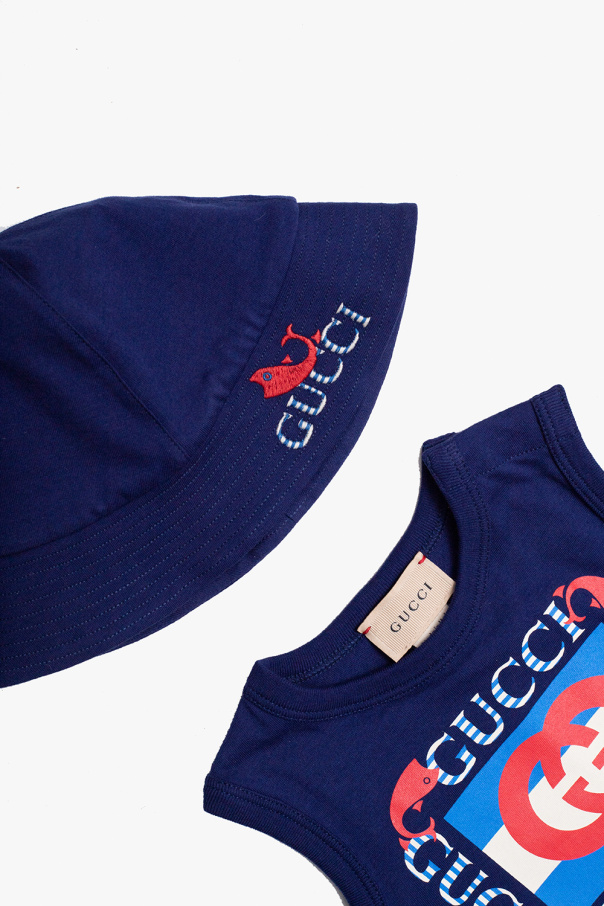 Gucci Kids crossover-brim camo-print bucket hat Toni neutri