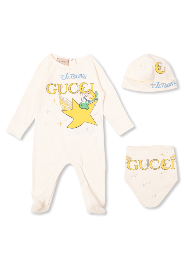 Gucci Kids Beanie, bib & babygrow set