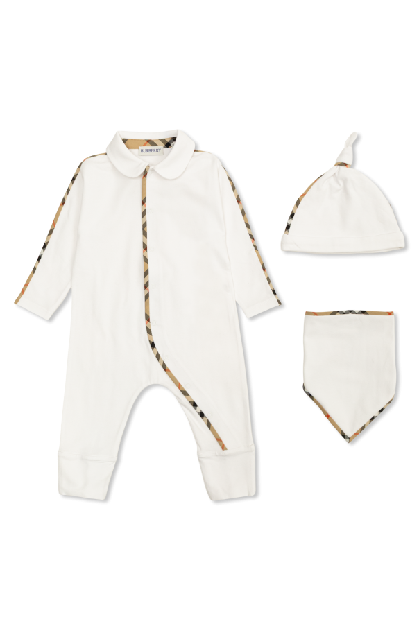 Burberry Kids Baby set: sleepsuit, hat and bib